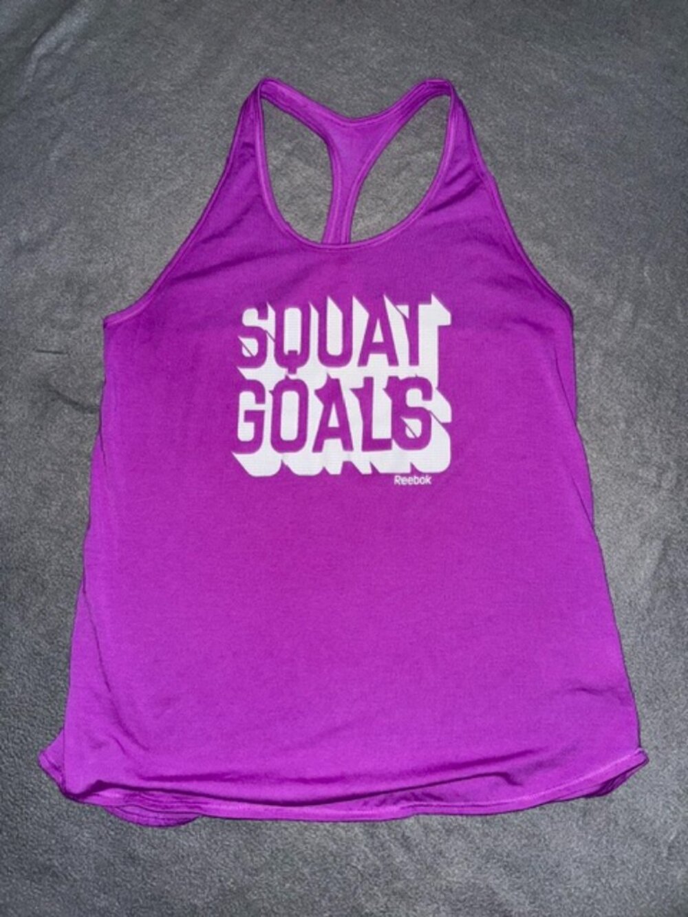 Reebok Tank Top Women’s Medium Purple Squat Goals Racerback Athletic Workout